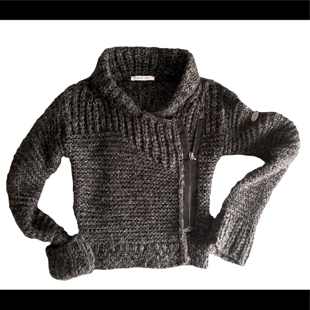 Liu Jo junior Italian wool very warm gray cardigan jacket. Size 8.